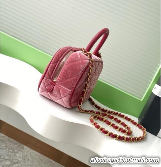 Classic Specials Chanel Velvet Mini Bowling Bag AS5572 Burgundy 2025