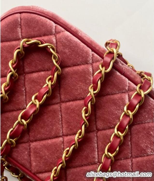 Classic Specials Chanel Velvet Mini Bowling Bag AS5572 Burgundy 2025
