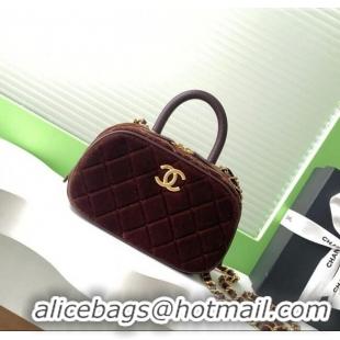 Good Taste Chanel Velvet Mini Bowling Bag AS5572 Brown 2025