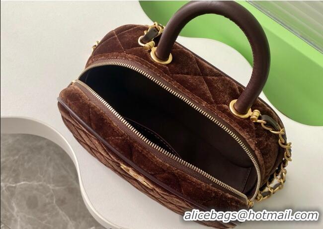 Good Taste Chanel Velvet Mini Bowling Bag AS5572 Brown 2025