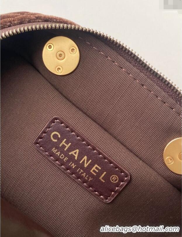 Good Taste Chanel Velvet Mini Bowling Bag AS5572 Brown 2025