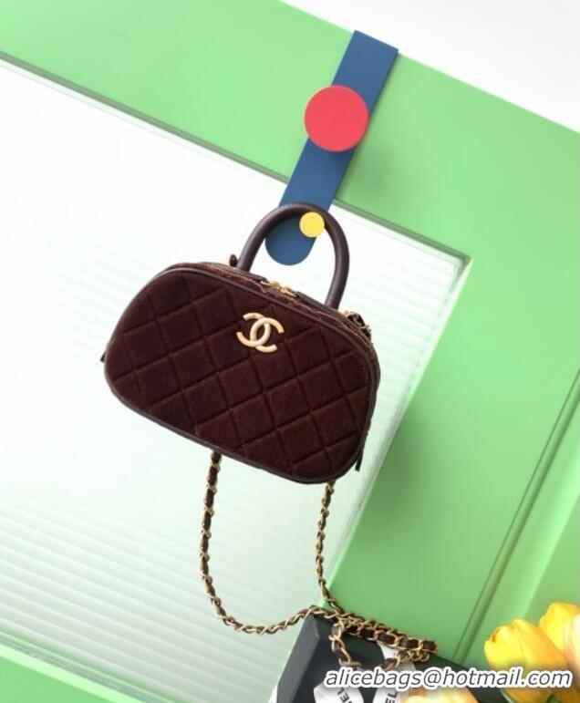 Good Taste Chanel Velvet Mini Bowling Bag AS5572 Brown 2025