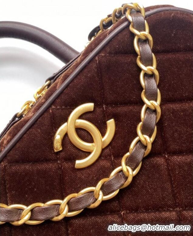 Good Taste Chanel Velvet Mini Bowling Bag AS5572 Brown 2025