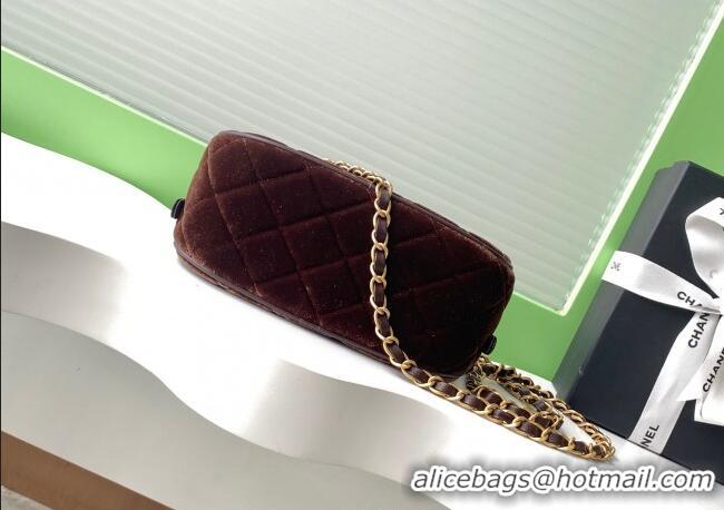 Good Taste Chanel Velvet Mini Bowling Bag AS5572 Brown 2025