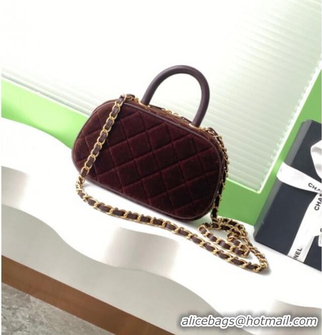 Good Taste Chanel Velvet Mini Bowling Bag AS5572 Brown 2025