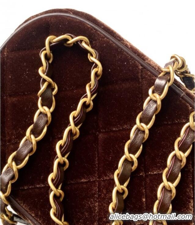 Good Taste Chanel Velvet Mini Bowling Bag AS5572 Brown 2025