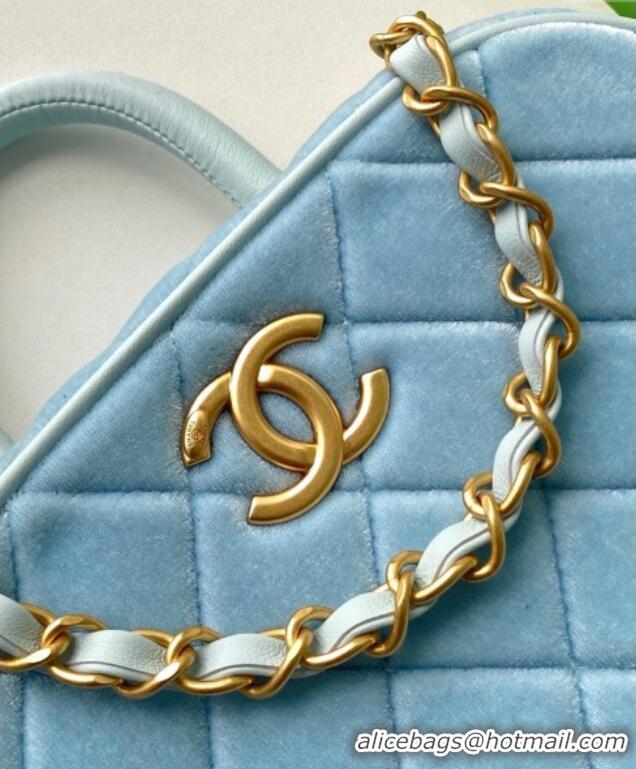 Well Crafted Chanel Velvet Mini Bowling Bag AS5572 Light Blue 2025
