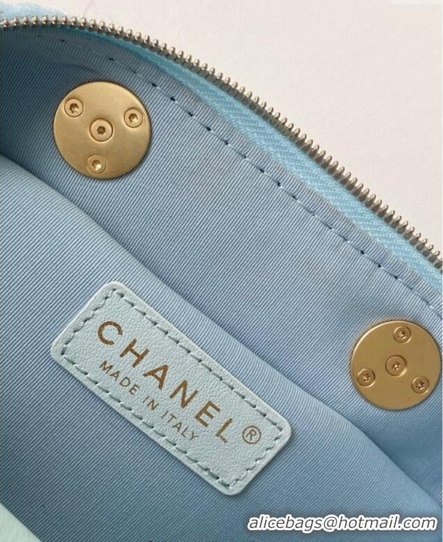 Well Crafted Chanel Velvet Mini Bowling Bag AS5572 Light Blue 2025