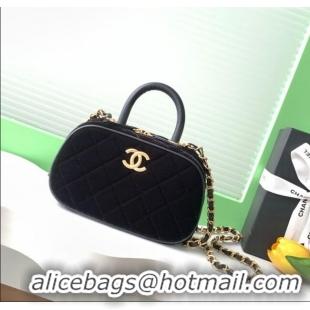 Luxury Discount Chanel Velvet Mini Bowling Bag AS5572 Black 2025