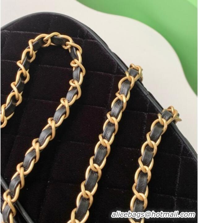 Luxury Discount Chanel Velvet Mini Bowling Bag AS5572 Black 2025