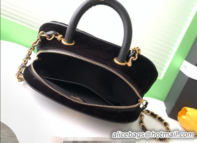 Luxury Discount Chanel Velvet Mini Bowling Bag AS5572 Black 2025