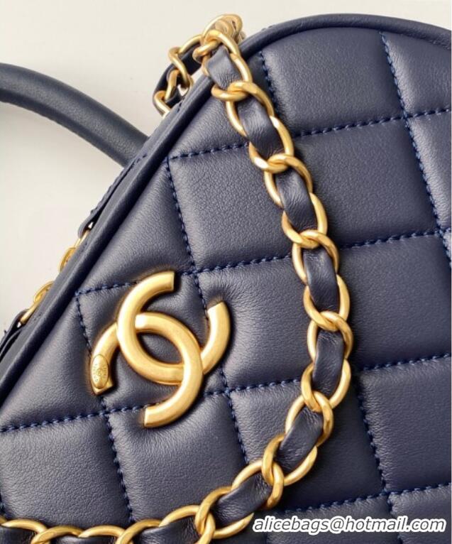 Sophisticated Cheap Chanel Calfskin Mini Bowling Bag AS5572 Blue 2025