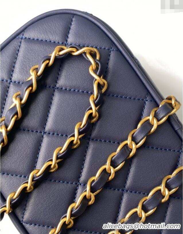 Sophisticated Cheap Chanel Calfskin Mini Bowling Bag AS5572 Blue 2025