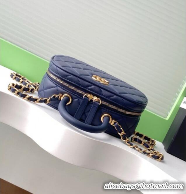 Sophisticated Cheap Chanel Calfskin Mini Bowling Bag AS5572 Blue 2025
