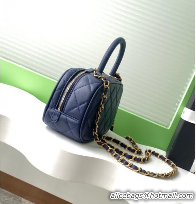 Sophisticated Cheap Chanel Calfskin Mini Bowling Bag AS5572 Blue 2025