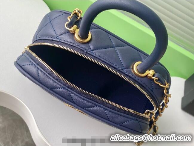 Sophisticated Cheap Chanel Calfskin Mini Bowling Bag AS5572 Blue 2025
