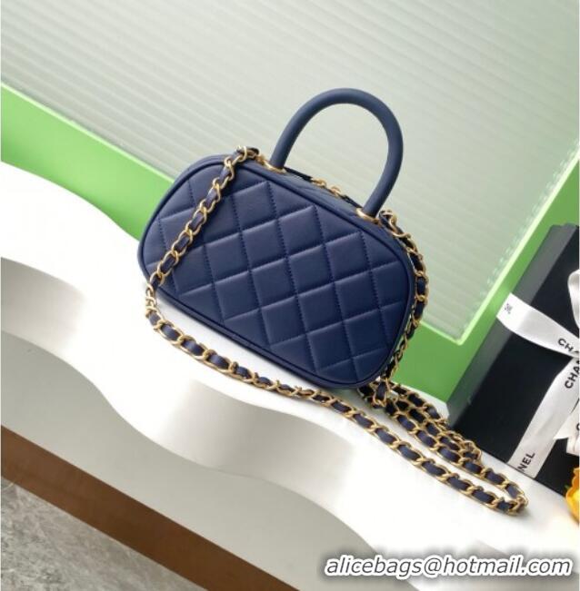 Sophisticated Cheap Chanel Calfskin Mini Bowling Bag AS5572 Blue 2025