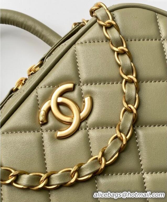 Top Design Chanel Calfskin Mini Bowling Bag AS5572 Green 2025