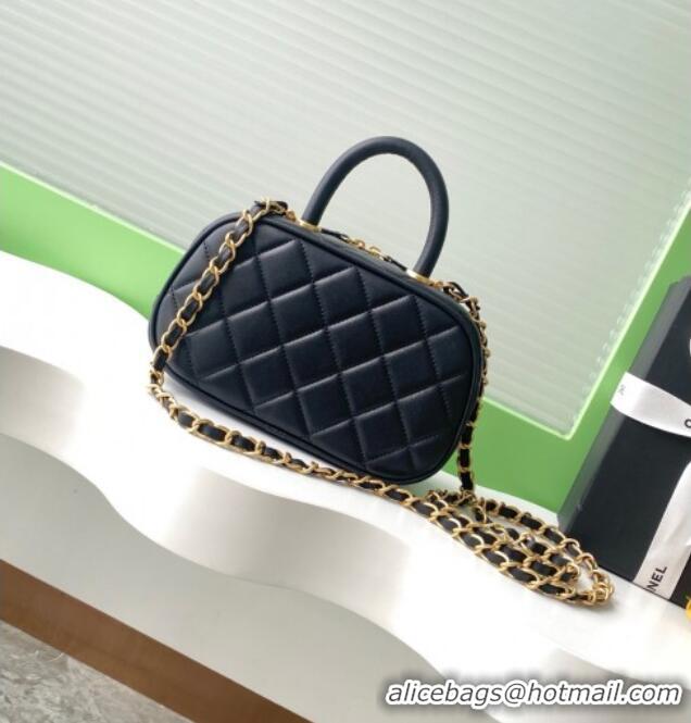 Best Quality Chanel Calfskin Mini Bowling Bag AS5572 Black 2025