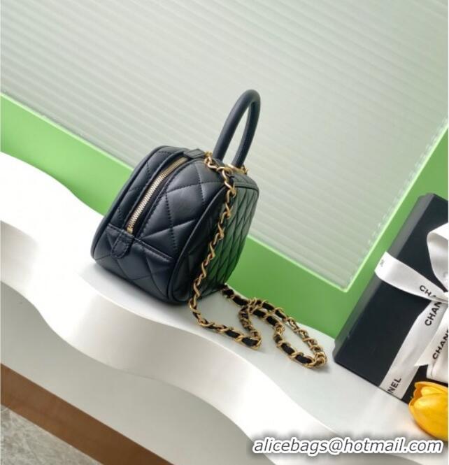 Best Quality Chanel Calfskin Mini Bowling Bag AS5572 Black 2025