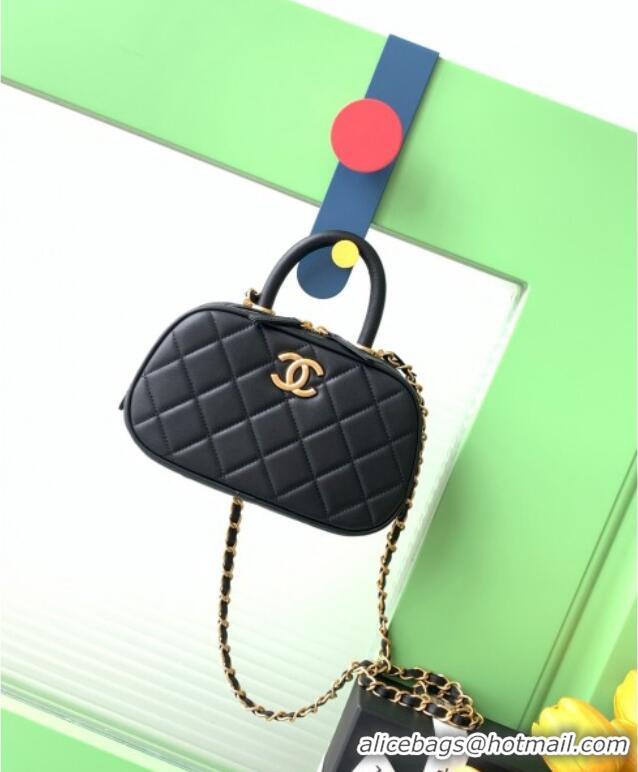 Best Quality Chanel Calfskin Mini Bowling Bag AS5572 Black 2025