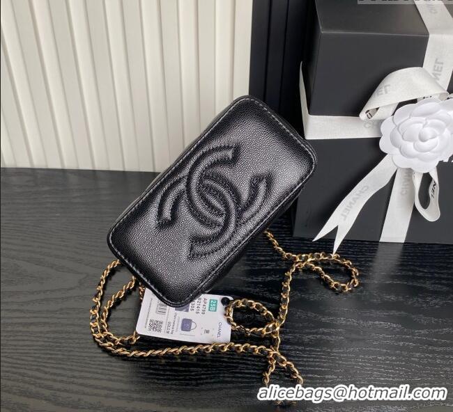 Top Grade Chanel Grained Calfskin Vanity Case with Top Handle AP4799 Black 2025