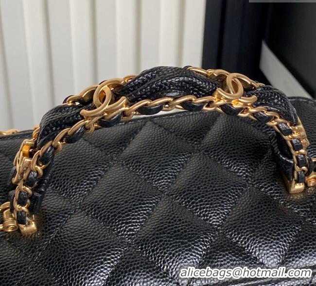 Top Grade Chanel Grained Calfskin Vanity Case with Top Handle AP4799 Black 2025
