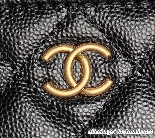 Top Grade Chanel Grained Calfskin Vanity Case with Top Handle AP4799 Black 2025