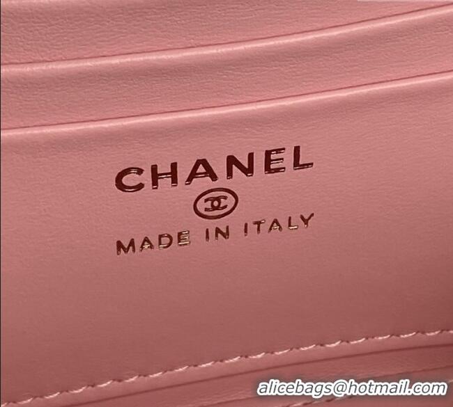 Good Looking Chanel Grained Calfskin Vanity Case with Top Handle AP4799 Light Pink 2025