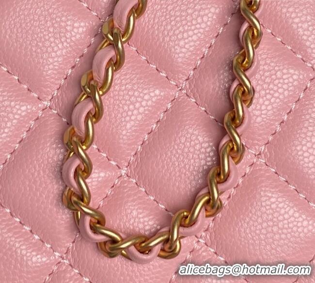 Good Looking Chanel Grained Calfskin Vanity Case with Top Handle AP4799 Light Pink 2025
