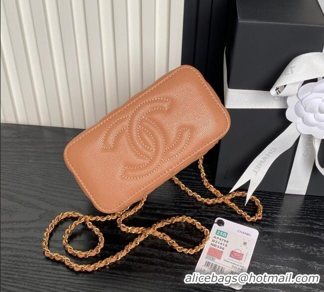 Best Price Chanel Grained Calfskin Vanity Case with Top Handle AP4799 Brown 2025
