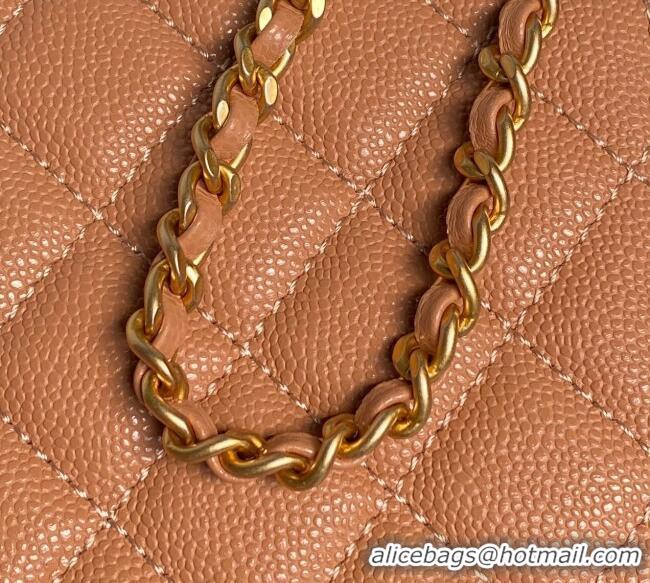 Best Price Chanel Grained Calfskin Vanity Case with Top Handle AP4799 Brown 2025