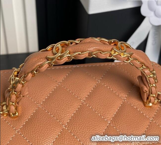Best Price Chanel Grained Calfskin Vanity Case with Top Handle AP4799 Brown 2025