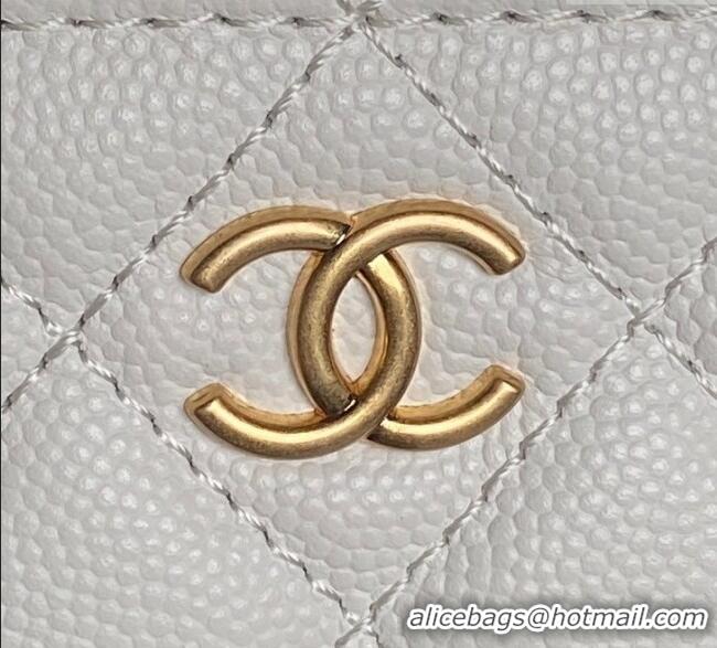 Well Crafted Chanel Grained Calfskin Vanity Case with Top Handle AP4799 White 2025