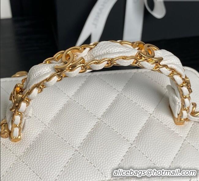 Well Crafted Chanel Grained Calfskin Vanity Case with Top Handle AP4799 White 2025