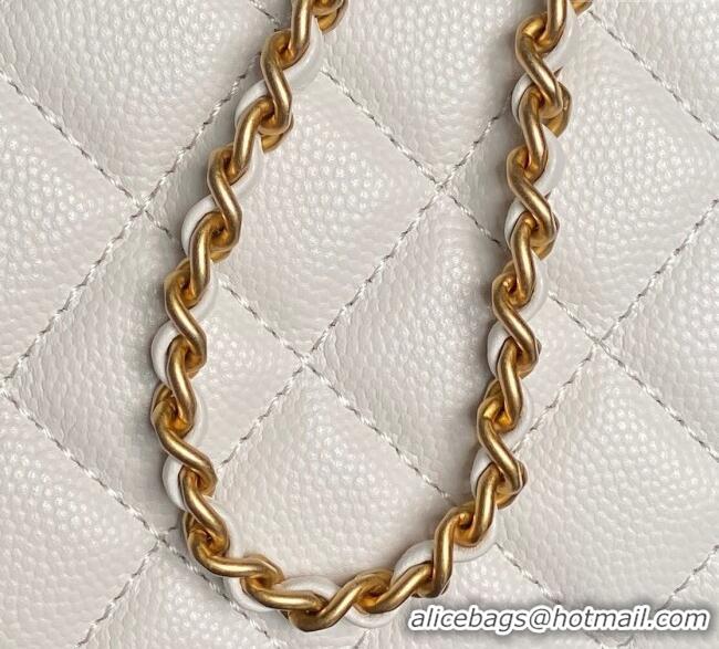 Well Crafted Chanel Grained Calfskin Vanity Case with Top Handle AP4799 White 2025