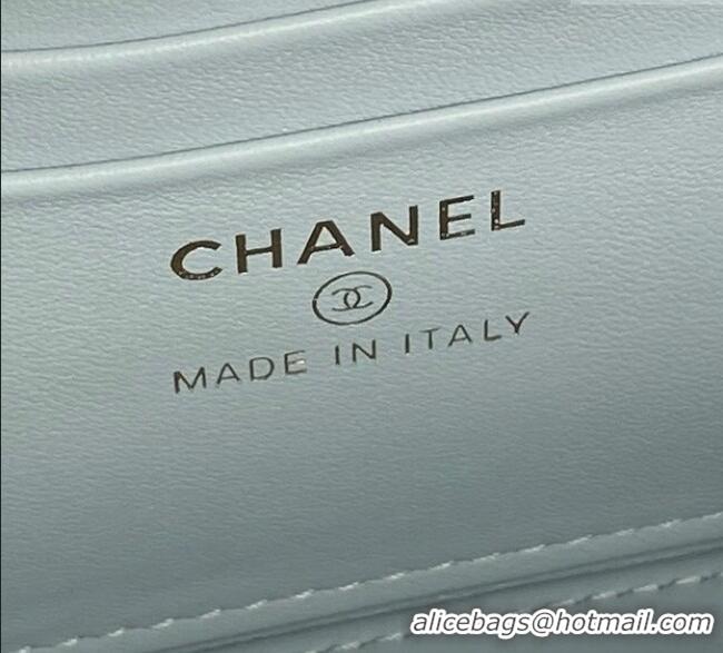 High Quality Chanel Grained Calfskin Vanity Case with Top Handle AP4799 Light Blue 2025