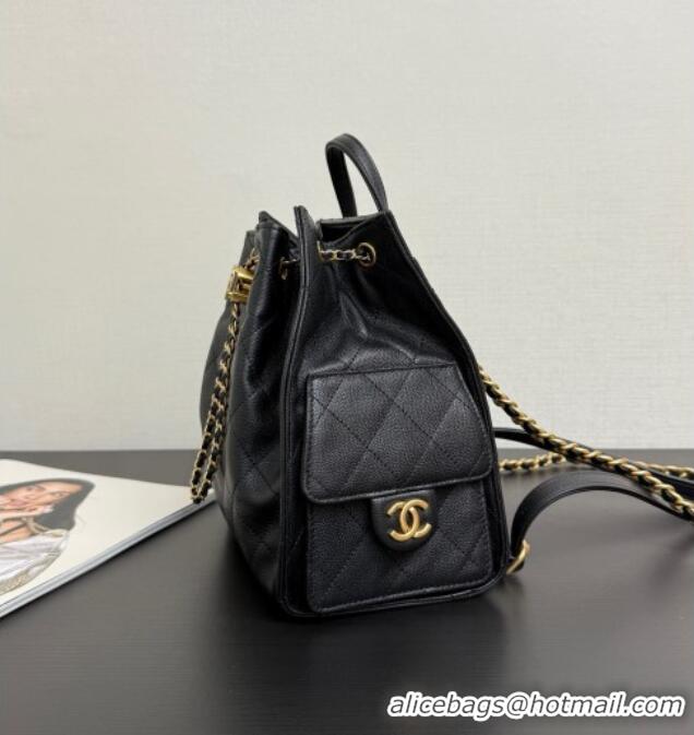Promotional Chanel Grained Calfskin 25 Medium Backpack Bag AS5600 Black 2025