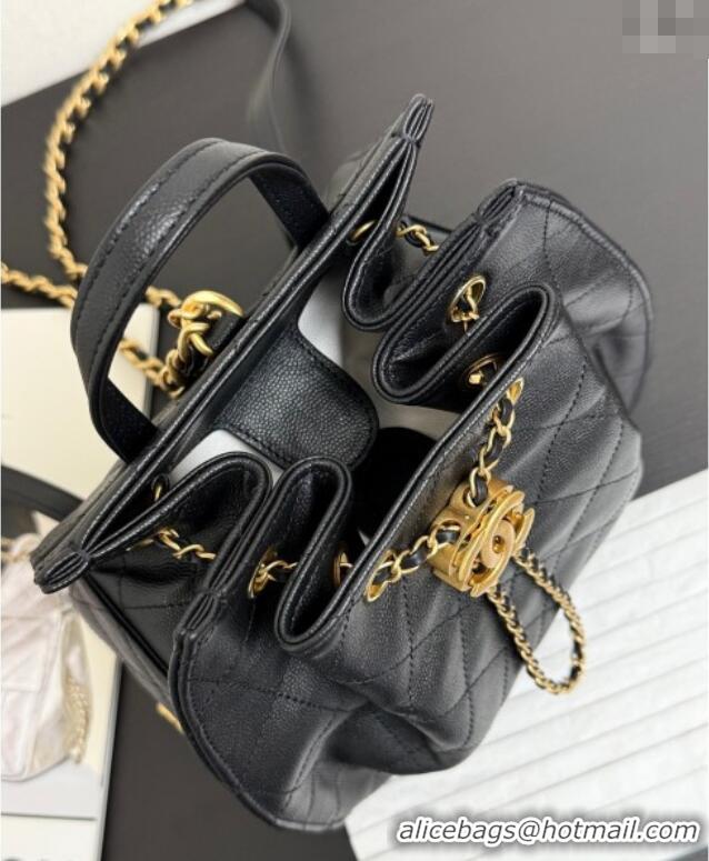 Promotional Chanel Grained Calfskin 25 Medium Backpack Bag AS5600 Black 2025