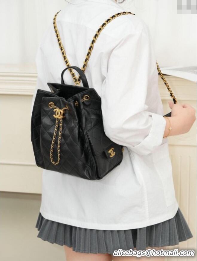 Promotional Chanel Grained Calfskin 25 Medium Backpack Bag AS5600 Black 2025