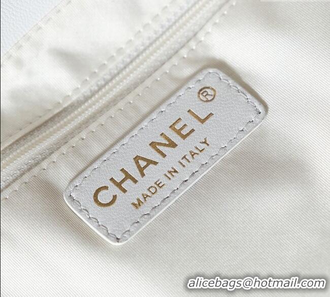 Super Quality Chanel Raffia Straw and Calfskin Large Shopping Bag AS5951 Beige/White 2025