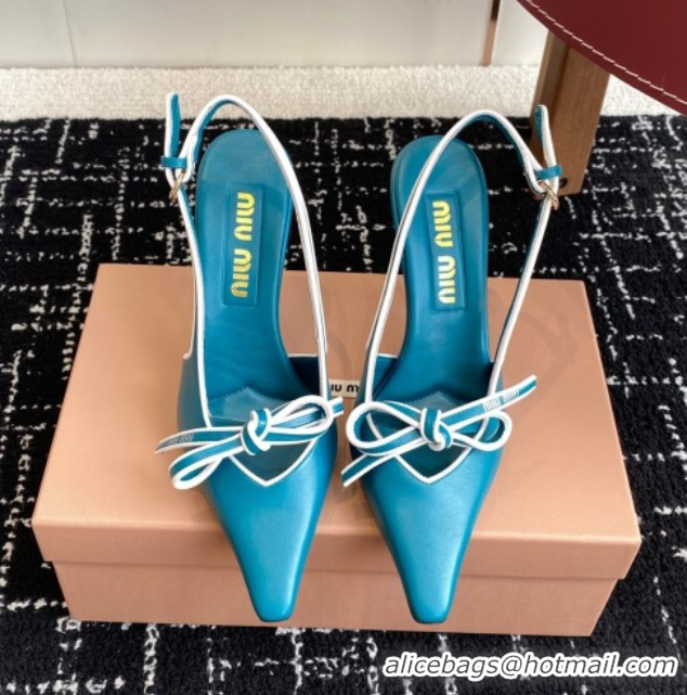 Stylish Miu Miu Nappa Leather Slingback Pumps 9cm Blue 2025 5I474E