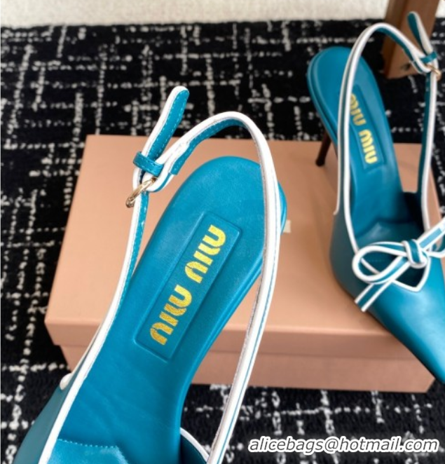 Stylish Miu Miu Nappa Leather Slingback Pumps 9cm Blue 2025 5I474E