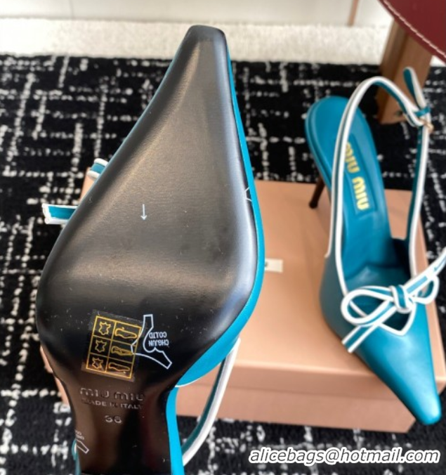 Stylish Miu Miu Nappa Leather Slingback Pumps 9cm Blue 2025 5I474E