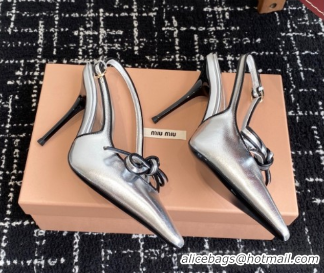 Grade Quality Miu Miu Nappa Leather Slingback Pumps 9cm Silver 2025 5I474E