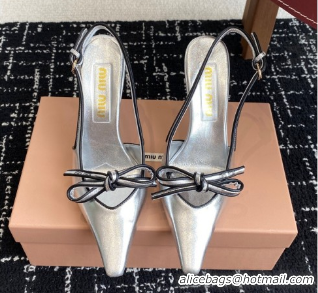 Grade Quality Miu Miu Nappa Leather Slingback Pumps 9cm Silver 2025 5I474E
