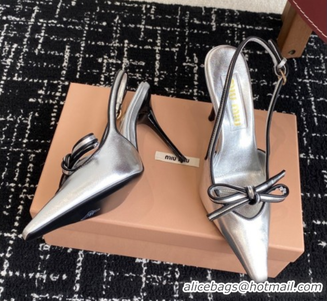 Grade Quality Miu Miu Nappa Leather Slingback Pumps 9cm Silver 2025 5I474E