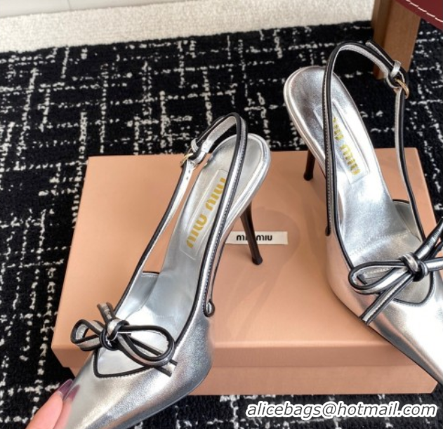 Grade Quality Miu Miu Nappa Leather Slingback Pumps 9cm Silver 2025 5I474E