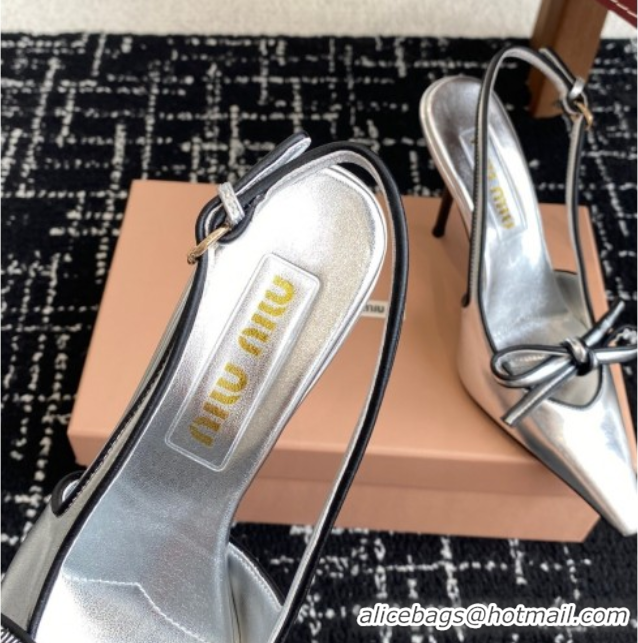 Grade Quality Miu Miu Nappa Leather Slingback Pumps 9cm Silver 2025 5I474E