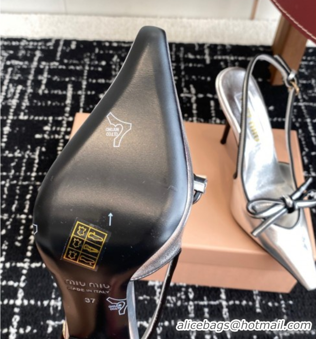 Grade Quality Miu Miu Nappa Leather Slingback Pumps 9cm Silver 2025 5I474E